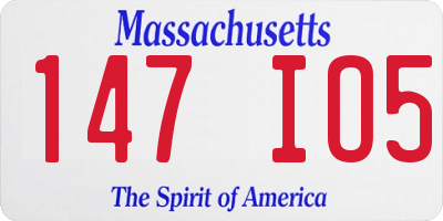 MA license plate 147IO5