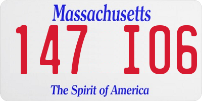 MA license plate 147IO6