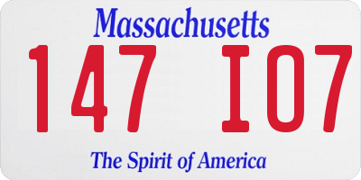 MA license plate 147IO7