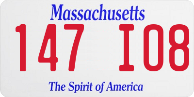 MA license plate 147IO8