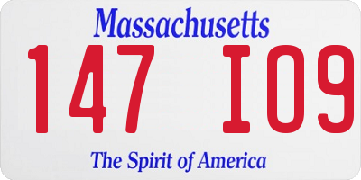 MA license plate 147IO9
