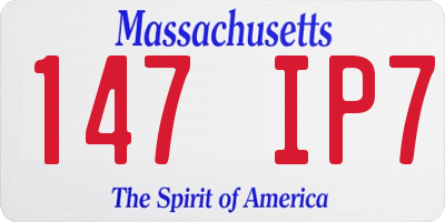 MA license plate 147IP7