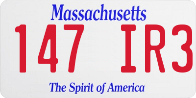 MA license plate 147IR3