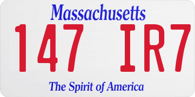 MA license plate 147IR7