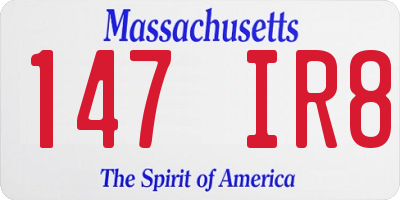 MA license plate 147IR8