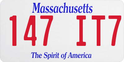 MA license plate 147IT7