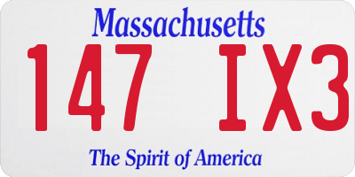 MA license plate 147IX3