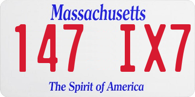MA license plate 147IX7