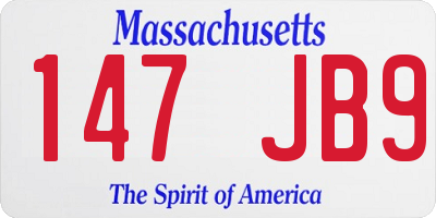 MA license plate 147JB9