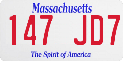 MA license plate 147JD7