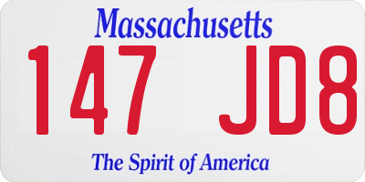 MA license plate 147JD8