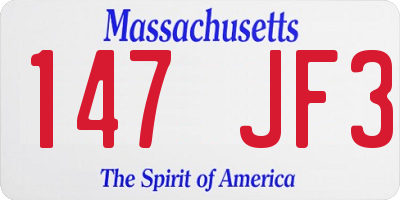 MA license plate 147JF3