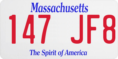 MA license plate 147JF8