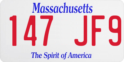 MA license plate 147JF9