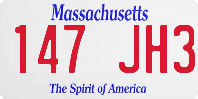 MA license plate 147JH3