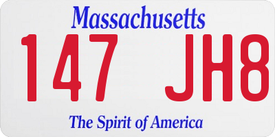 MA license plate 147JH8