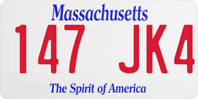 MA license plate 147JK4
