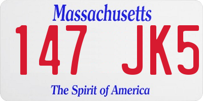 MA license plate 147JK5