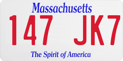 MA license plate 147JK7
