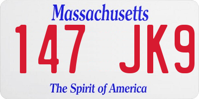MA license plate 147JK9
