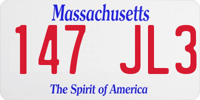 MA license plate 147JL3