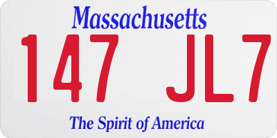 MA license plate 147JL7