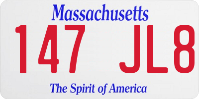 MA license plate 147JL8