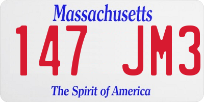MA license plate 147JM3