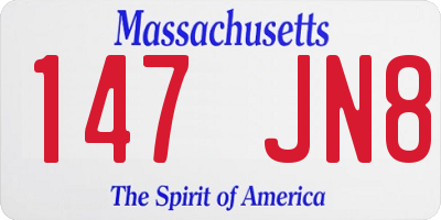 MA license plate 147JN8