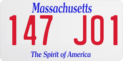 MA license plate 147JO1