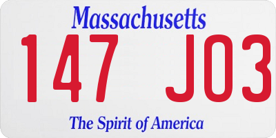 MA license plate 147JO3