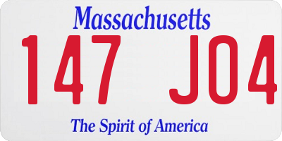 MA license plate 147JO4
