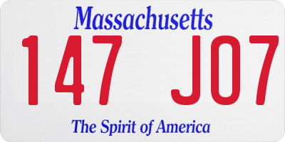 MA license plate 147JO7
