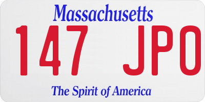 MA license plate 147JP0
