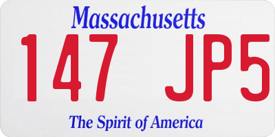 MA license plate 147JP5