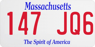 MA license plate 147JQ6