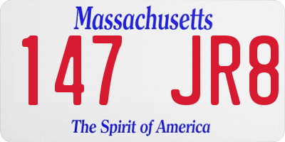 MA license plate 147JR8