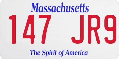 MA license plate 147JR9