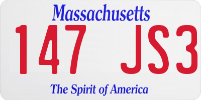 MA license plate 147JS3