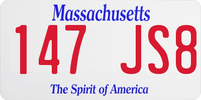 MA license plate 147JS8