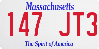 MA license plate 147JT3