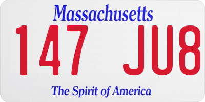 MA license plate 147JU8