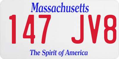 MA license plate 147JV8