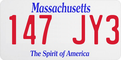 MA license plate 147JY3