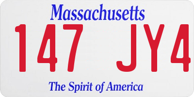 MA license plate 147JY4