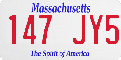 MA license plate 147JY5