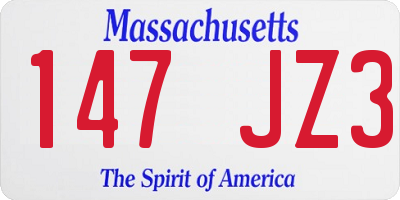 MA license plate 147JZ3