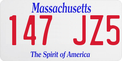 MA license plate 147JZ5