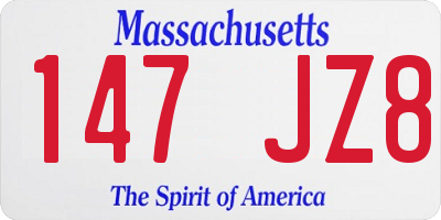 MA license plate 147JZ8