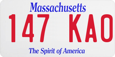 MA license plate 147KA0